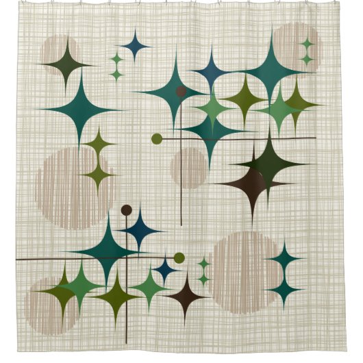 Middeleeuwse moderne Starbursts en Wereldbollen Douchegordijn (Voorkant)