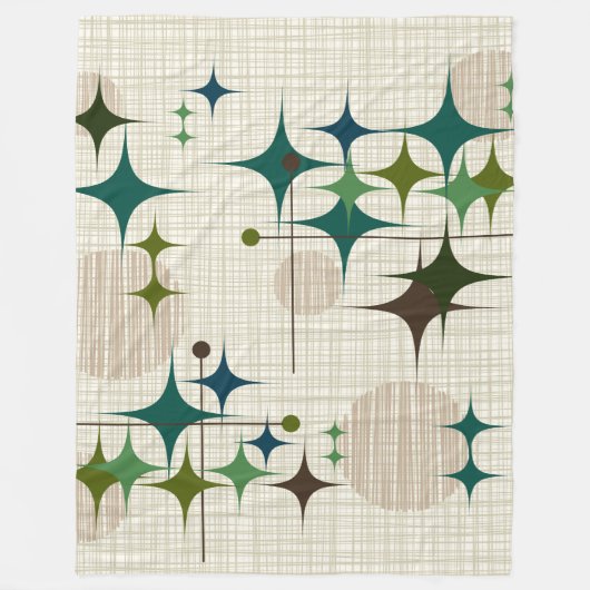 Middeleeuwse moderne Starbursts en Wereldbollen Fleece Deken (Voorkant)