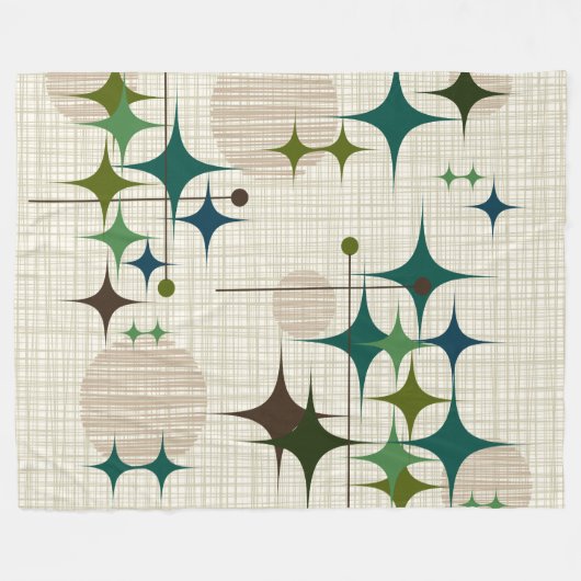 Middeleeuwse moderne Starbursts en Wereldbollen Fleece Deken (Voorkant (Horizontaal))