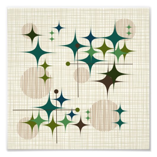 Middeleeuwse moderne Starbursts en Wereldbollen Foto Afdruk (Voorkant)