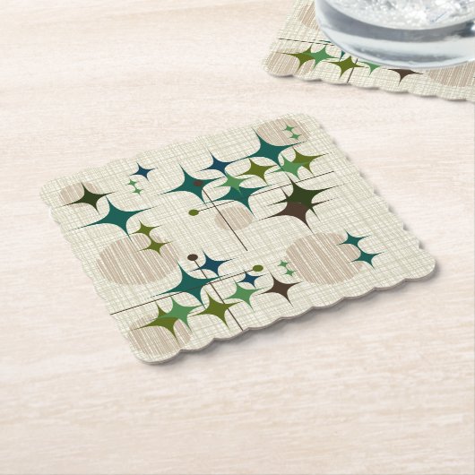 Middeleeuwse moderne Starbursts en Wereldbollen Kartonnen Onderzetters (Gebogen)