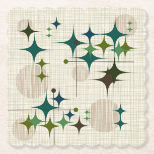 Middeleeuwse moderne Starbursts en Wereldbollen Kartonnen Onderzetters