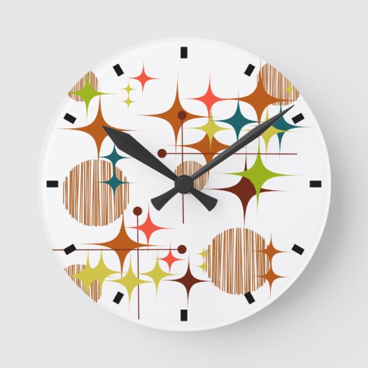 Middeleeuwse moderne Starbursts en Wereldbollen Ronde Klok (Voorkant)