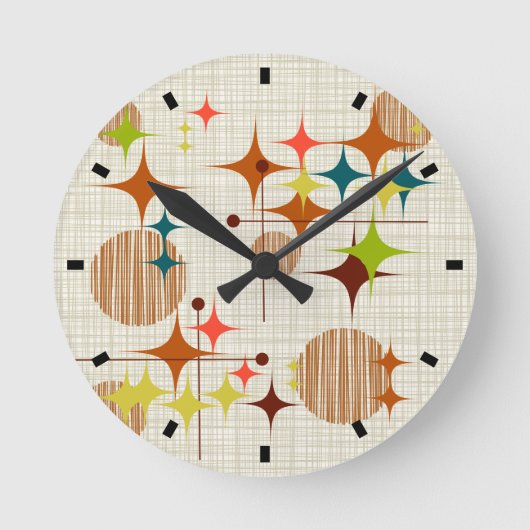 Middeleeuwse moderne Starbursts en Wereldbollen Ronde Klok (Voorkant)