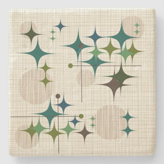 Middeleeuwse moderne Starbursts en Wereldbollen Stenen Onderzetter (Voorkant)