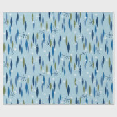 Middeleeuwse Moderne stijl Blauw en Groene Starbur Cadeaupapier (Vlak)