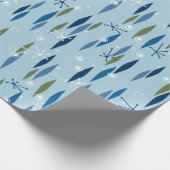 Middeleeuwse Moderne stijl Blauw en Groene Starbur Cadeaupapier (Hoek)