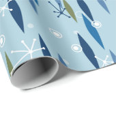 Middeleeuwse Moderne stijl Blauw en Groene Starbur Cadeaupapier (Rol Hoek)