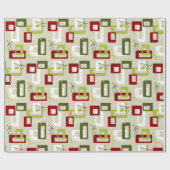 Middeleeuwse moderne stijl Groen en Rode Spoetnik Cadeaupapier (Vlak)