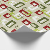 Middeleeuwse moderne stijl Groen en Rode Spoetnik Cadeaupapier (Hoek)