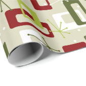 Middeleeuwse moderne stijl Groen en Rode Spoetnik Cadeaupapier (Rol Hoek)