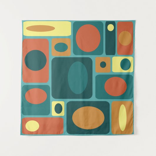 Middeleeuwse moderne turkooisrechthoeken wandkleed (Voorkant (horizontaal))