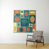 Middeleeuwse moderne turkooisrechthoeken wandkleed (In situ)