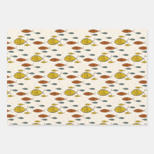 Middeleeuwse moderne vis atoomergie beige Aangepas Inpakpapier Vel (Voorkant 3)