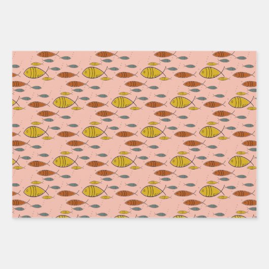 Middeleeuwse moderne vis voor atoomtijdperk roze b inpakpapier vel (Voorkant)
