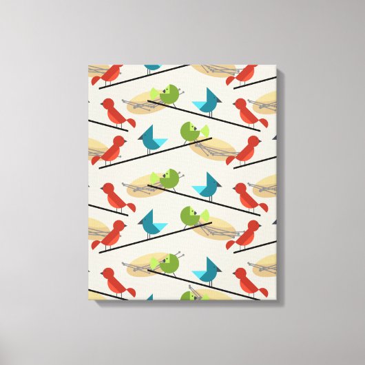 Middeleeuwse moderne vogels canvas afdruk (Voorkant)