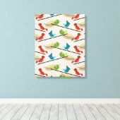 Middeleeuwse moderne vogels canvas afdruk (Insitu (Houten vloer))