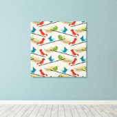 Middeleeuwse moderne vogels canvas afdruk (Insitu (Houten vloer))