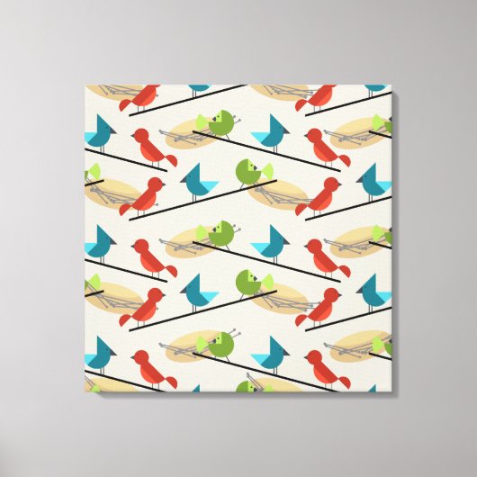 Middeleeuwse moderne vogels canvas afdruk (Voorkant)