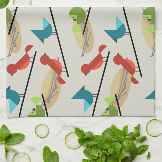 Middeleeuwse moderne vogels theedoek (Gevouwen)