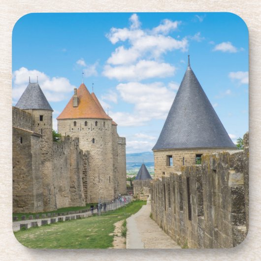 Middeleeuwse muren van Carcassonne Bier Onderzetter (Voorkant)