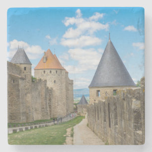 Middeleeuwse muren van Carcassonne Stenen Onderzetter
