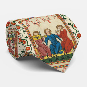 MIDDELEEUWSE MUZIEK EN MUZIKANTEN, ANTIEK MINIATUU STROPDAS