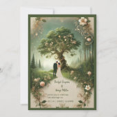 Middeleeuwse mystieke fantasie gravure Bosbruiloft Kaart (Voorkant)