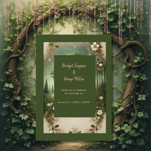 Middeleeuwse mystieke fantasie gravure Forest Wedd Kaart