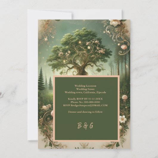 Middeleeuwse mystieke fantasie gravure Forest Wedd Kaart (Achterkant)