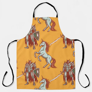 middeleeuwse nacht en unicorn naadloos patroon schort