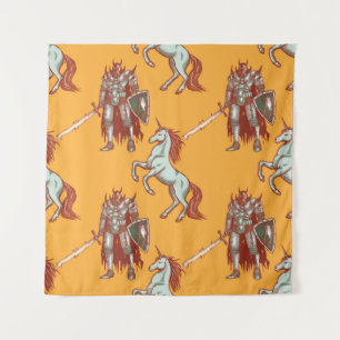 middeleeuwse nacht en unicorn naadloos patroon wandkleed