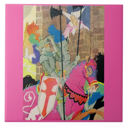 middeleeuwse nacht op de horde tegeltje (Voorkant)