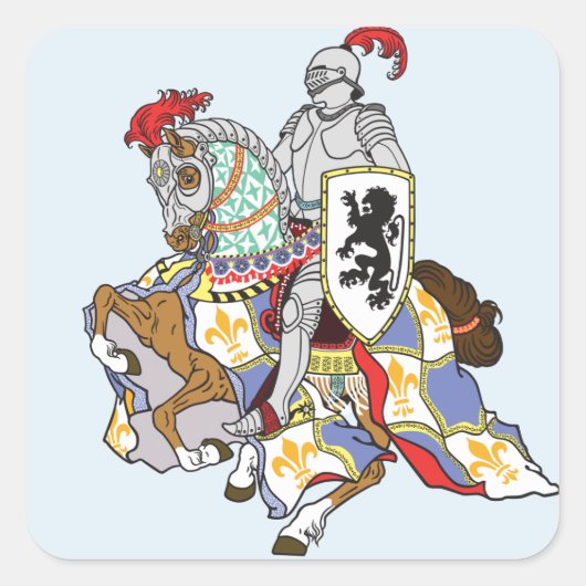 middeleeuwse nacht op een paard vierkante sticker (Voorkant)