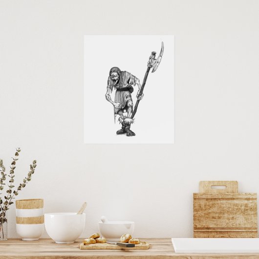 middeleeuwse ondode Fantasy Monster Tekening Poster (Keuken)