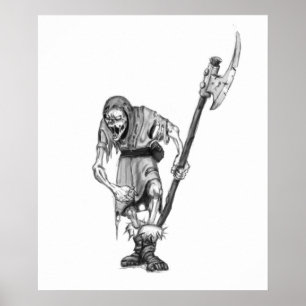 middeleeuwse ondode Fantasy Monster Tekening Poster