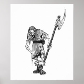 middeleeuwse ondode Fantasy Monster Tekening Poster