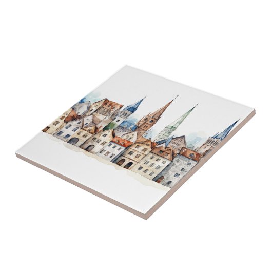 Middeleeuwse oude stad tegeltje (Zijkant)