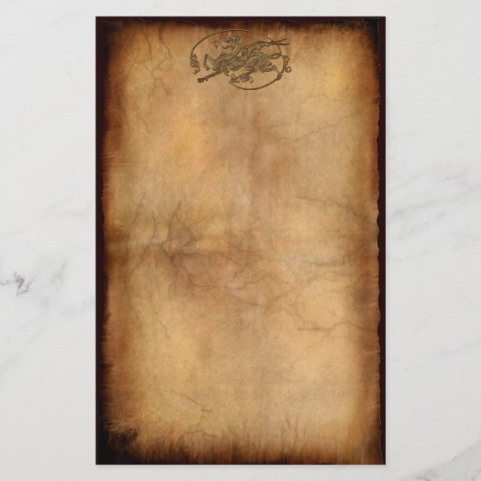 Middeleeuwse Oude Wereld Draak op perkament-effect Briefpapier (Voorkant)
