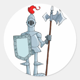 Middeleeuwse Pantser Ridder Karakter Ronde Sticker
