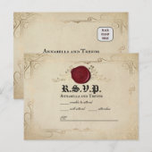 Middeleeuwse Perkament Wax Seal Sprookje Bruiloft  Briefkaart (Voorkant / Achterkant)