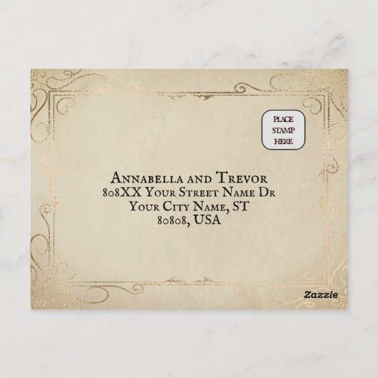 Middeleeuwse Perkament Wax Seal Sprookje Bruiloft  Briefkaart (Achterkant)