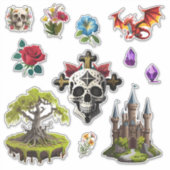 "Middeleeuwse personages" op maat gesneden vinyl S Sticker (Voorkant)