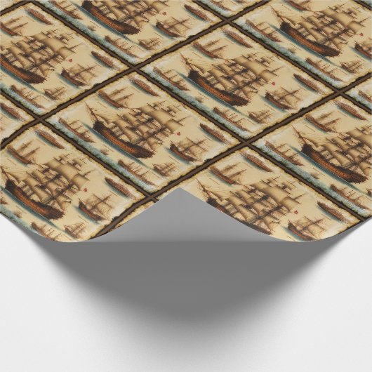 Middeleeuwse piratenschepen cadeaupapier (Hoek)