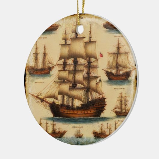 Middeleeuwse piratenschepen keramisch ornament (Links)