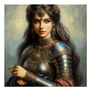 Middeleeuwse prinses krijger perfect poster