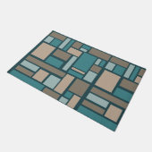 Middeleeuwse rechthoeken Patroon Blauwgroen & goud Deurmat (Schuin)