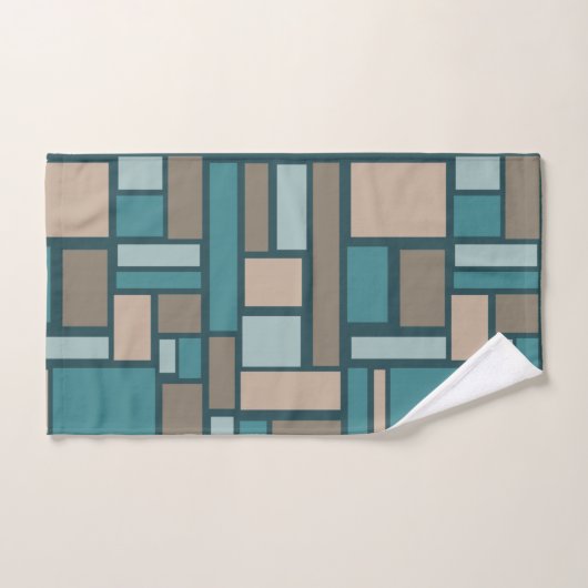 Middeleeuwse rechthoeken Patroon Blauwgroen & goud Handdoek (Handdoek)