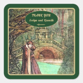 Middeleeuwse Renaissance Bloem- en Zwaardgoud Vierkante Sticker (Voorkant)