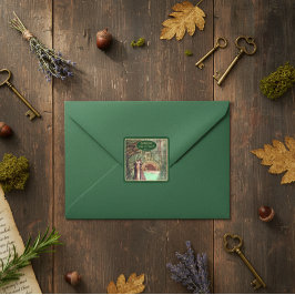 Middeleeuwse Renaissance Bloem- en Zwaardgoud Vierkante Sticker